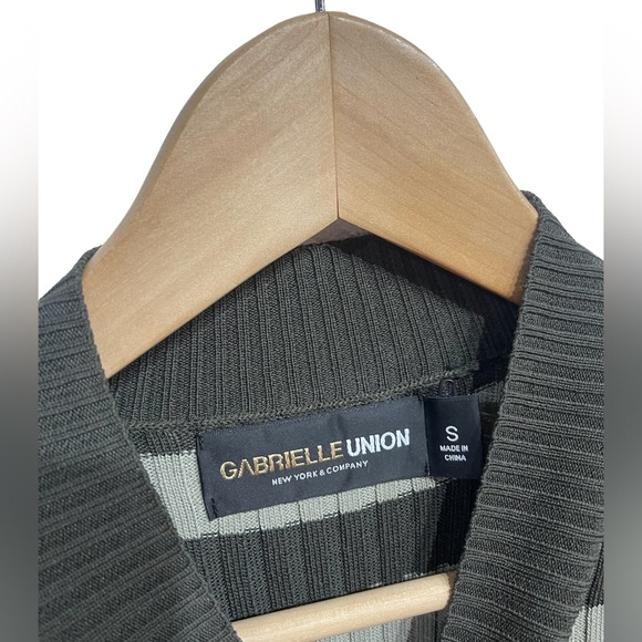 Vintage 1990s Y2K Striped Black Green Sweater Dress Small - Picture 2 of 5